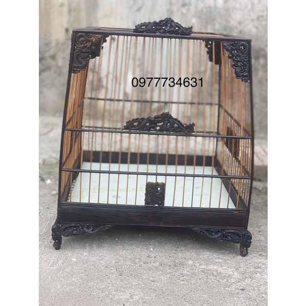Khung lồng chim chào mào gỗ mun đuôi công đục Rồng sắc nét vân đẹp tự ráp có video hướng dẫn dễ dàng cao cấp Huyền Trần