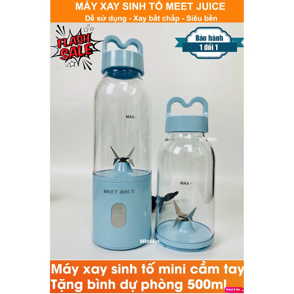 Máy xay cầm tay mini Meet.Juice, máy xay sinh tố đa năng Tặng kèm Bình Thay thế cao cấp