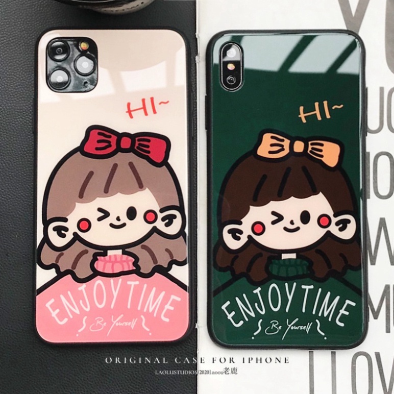 Ốp lưng iphone 6, 7, 8 Plus, X, XS, XR, XSMAX, 11, 11PRO, 11 PROMAX, 12, 13 PROMAX người con gái ENJOY TIME BẰNG KÍNH PK