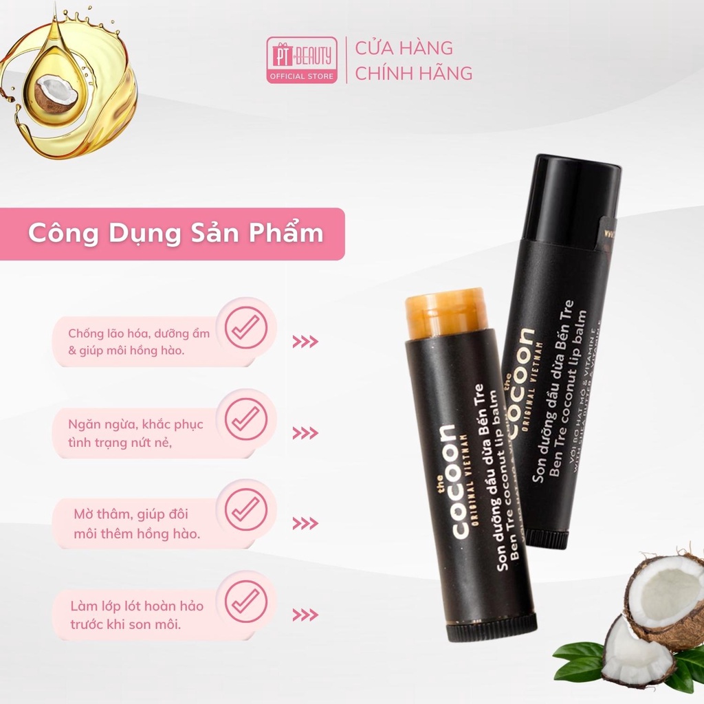 Son dưỡng dầu dừa Bến Tre Cocoon dưỡng ẩm môi 5g