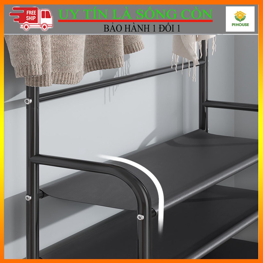 Kệ giày chữ L 5 tầng tiện ích vừa để giày vừa để quần ao 2 in 1