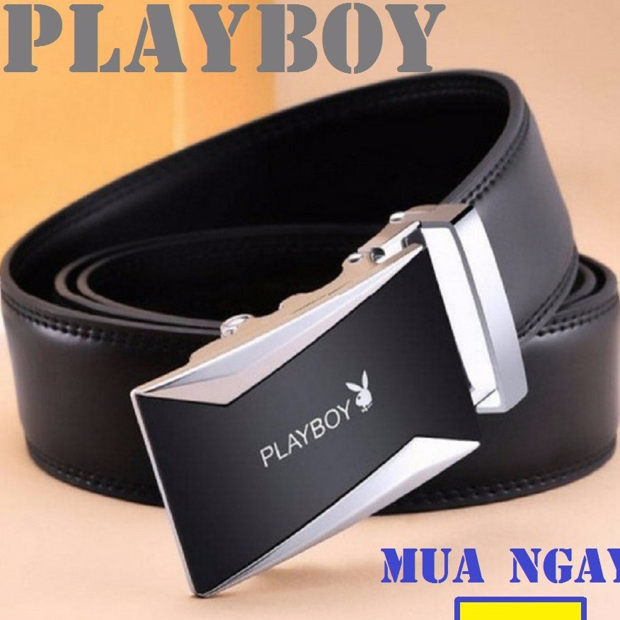 Thắt Lưng Da Nam Hàng Hiệu PLAYBOY Cao Cấp Khóa Tự Động Dây Nịt Nam Da Bò Xịn 100% Chính Hãng Mạ Bạc Nam Tính CK-24K