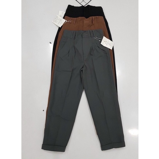 Quần Baggy vải xắn gấu cạp V - Hàng Quảng Châu