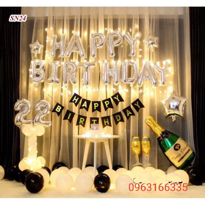 (freeship)(kèm đèn led) Bóng Trang Trí Sinh Nhật Happy Birthday Kèm Số Tuổi Và Nhiều Mẫu