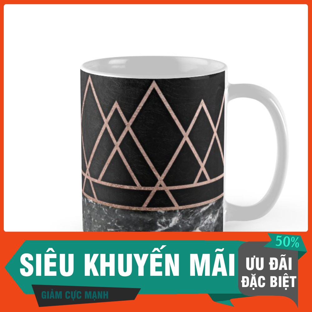 HÀNG ĐẸP Cốc tai Trong hình ảnh - Tam giác vàng hồng thanh lịch & đá cẩm thạch đen trắng -HT81-2020-454