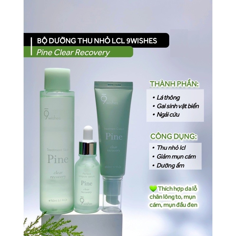 Nước Hoa Hồng Cấp Ẩm, Cân Bằng Da Và Thu Nhỏ Lỗ Chân Lông 9 Wishes Pine Clear Recovery Treatment Skin 150ml