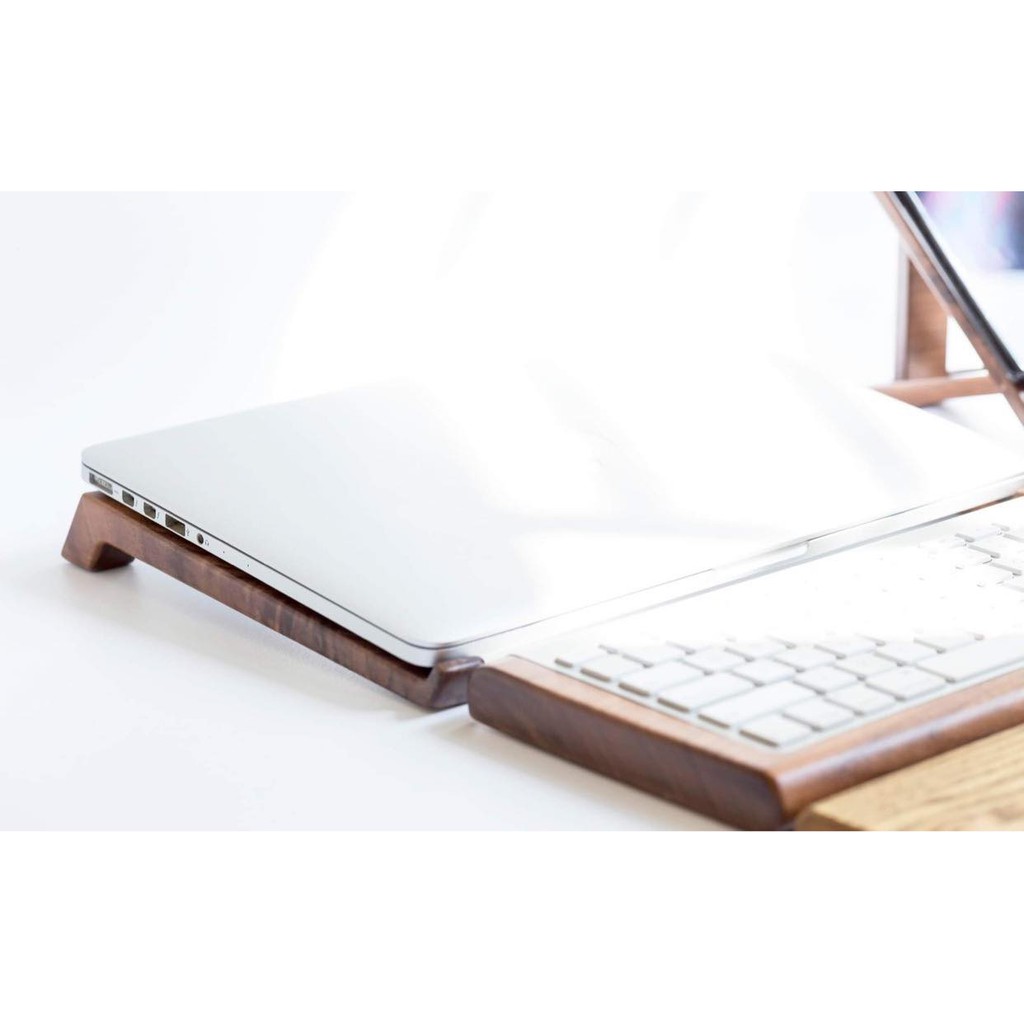 Kệ - giá đỡ tản nhiệt Laptop - gỗ Walnut