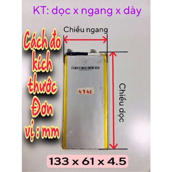 Pin LIPO Lithium-Polimer 3,7V tháo máy kích thước 133x61x4.5mm - hàng chính hãng cho ae tha hồ chế cháo