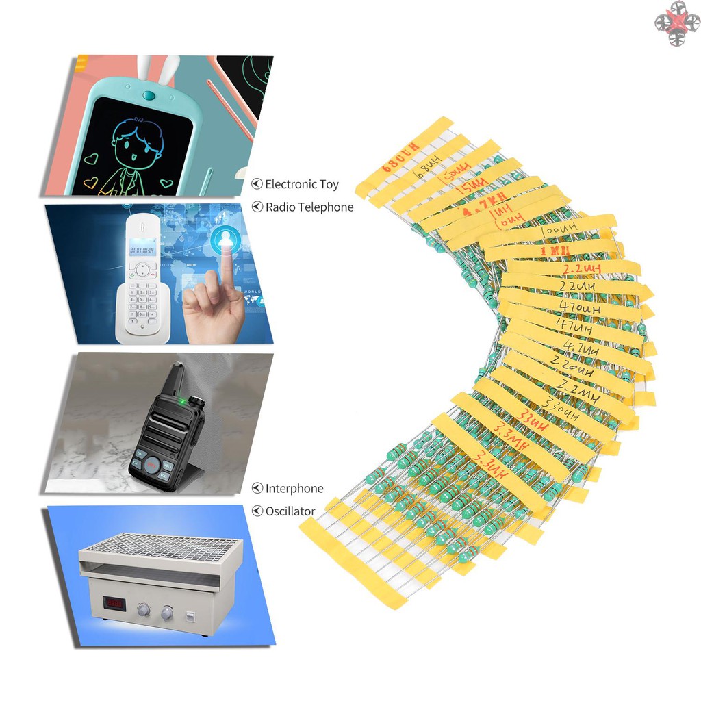 Set 200 cuộn cảm vạch màu DIP φ0510 ± 10% 1/10/100 / 2.2/ 22 công suất 1W