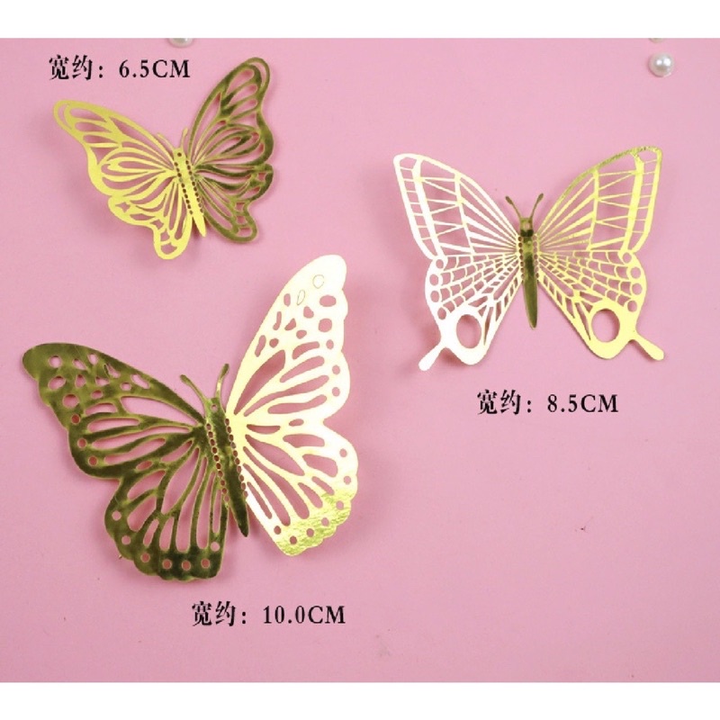 Combo 24 con bướm 3D trang trí bánh kem