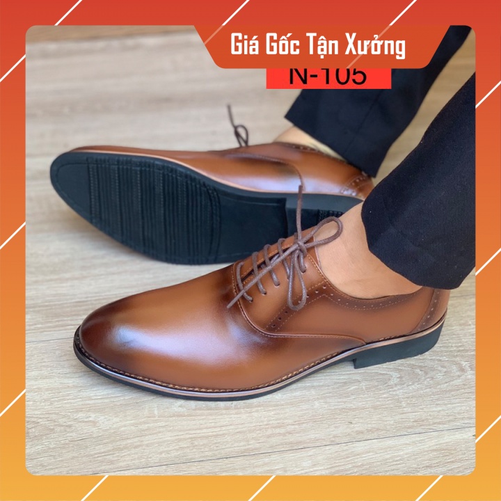 Giày Oxfords cao cấp, giày tây trơn phun tỉa,khâu vùng quanh mặt đế