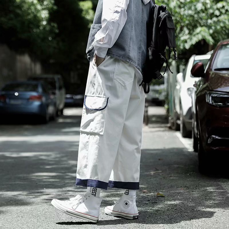 Quần Dài Dáng Suông Ống Rộng Màu Trơn Phong Cách Hip Hop Hợp Thời Trang Cho Nam