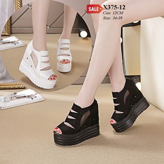 Sandal đế xuồng X375 cao 12cm siêu nhẹ, độ dốc đế ít rất dễ đi. FORM NHỎ