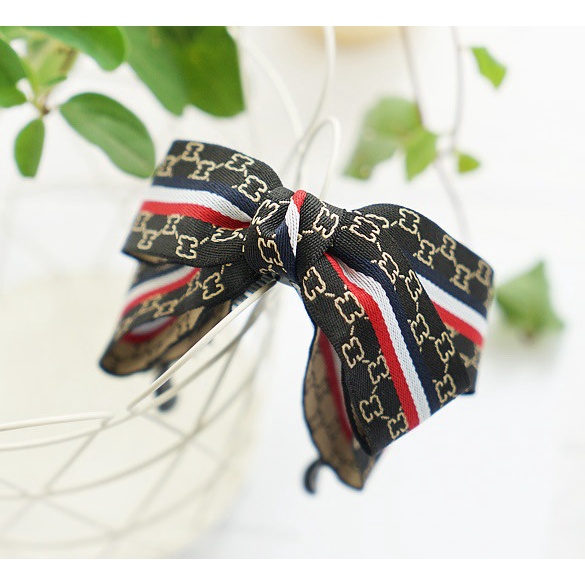 Kẹp tóc gấp nơ 3 tầng họa tiết cổ điển thời trang sang trọng K36