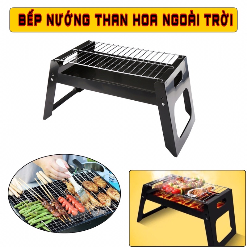 BẾP NƯỚNG THAN HOA NGOÀI TRỜI CÓ VỈ NƯỚNG CHÂN ĐỨNG GẤP GỌN