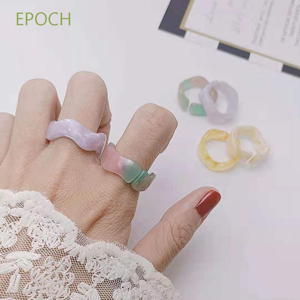 Epoch Nhẫn Đeo Ngón Tay Bằng Nhựa Resin Màu Kẹo Phong Cách Hàn Quốc Thời Trang Mùa Hè Cho Nữ 2021