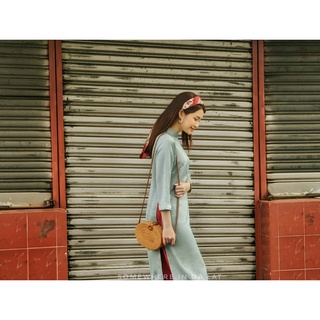 Set Áo Dài Rosemary Lụa Tây Thi Xanh Ngọc