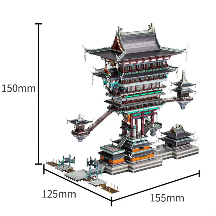 Mô hình lắp ghép kim loại 3d Sảnh quỷ linh-hall of spirit  + tặng kèm 1 mẫu mô hình 80k