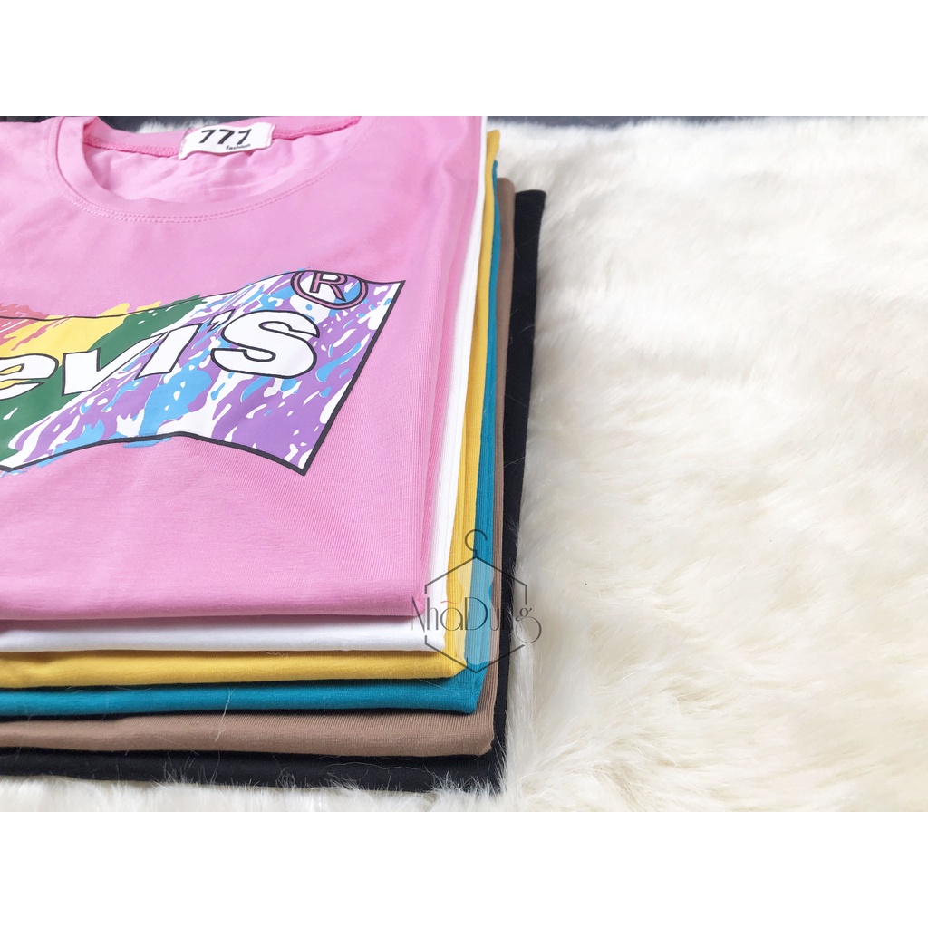 Áo phông áo thun nữ chất vải cao cấp cotton 100% form cơ bản thoáng khí co giãn mịn mát in chữ Levis freesize dưới 58kg