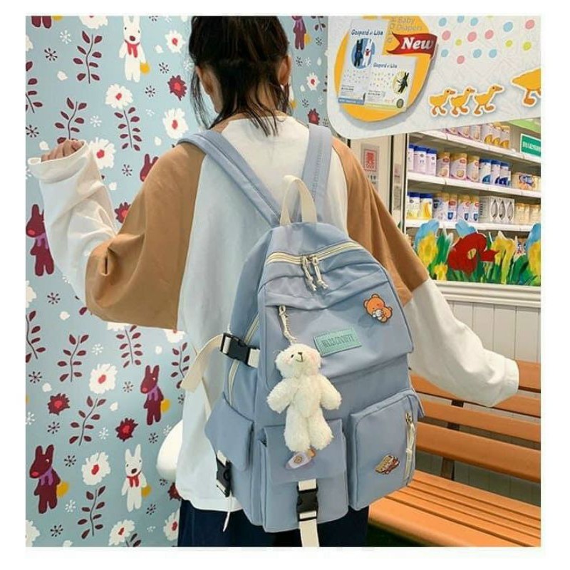 Balô nữ tặng kèm móc gấu