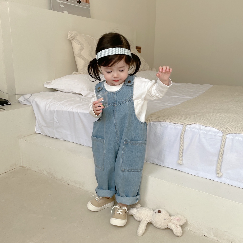 Yếm jean bé trai bé gái Batala kids yếm bò trẻ em dáng dài, dáng hàn đi học đi chơi cho bé từ 11-25kg YMDAI