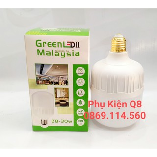 Bóng đèn led bulb trụ GreenLed 30W đuôi xoắn E27, sáng trắng