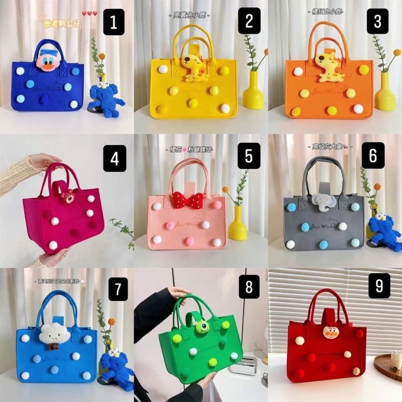 MVP2646 Túi xách bản to túi bỉm sữa màu kẹo đa năng cho mẹ và bé hoạt hình dễ thương