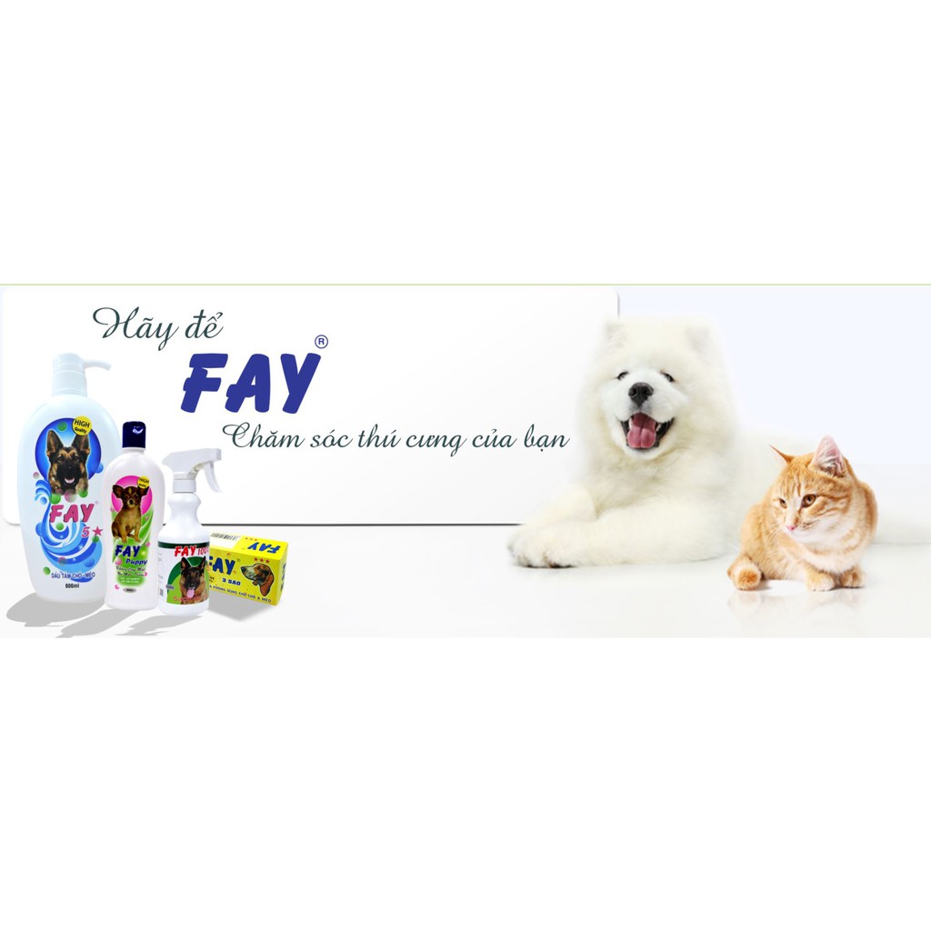 DẦU TẮM THÚ CƯNG CHÓ MÈO Fay 2 Sao hỗ trợ làm sạch ve rận bọ chét Duy trì độ ẩm cho da và lông Chai 200ml Xuất xứ Việt N