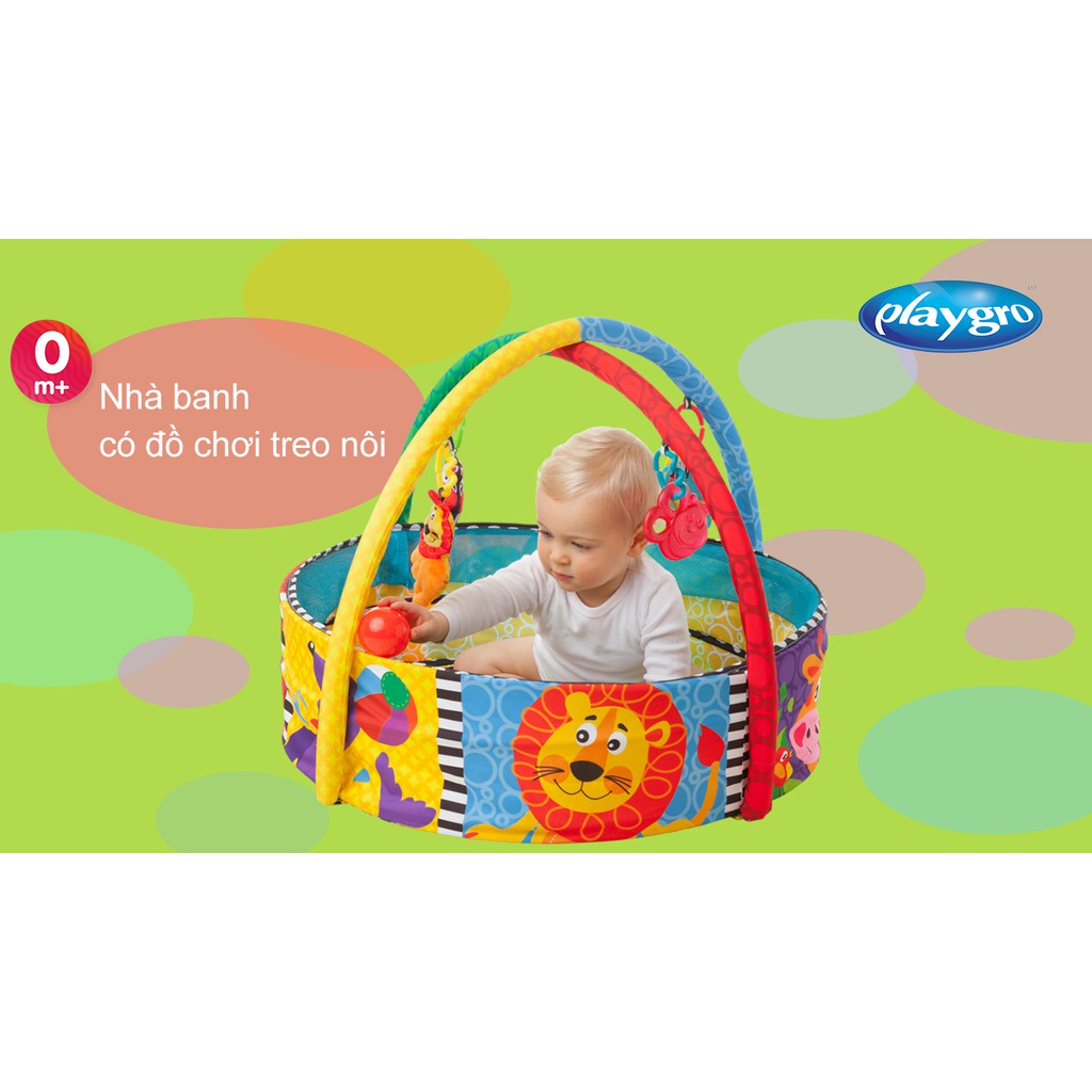 Nhà banh có đồ chơi treo nôi Playgro Ball Activity Nest, cho bé sơ sinh đến 24 tháng