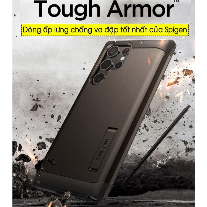 Ốp lưng Samsung Galaxy S22 Ultra Spigen Tough Armor XP chống va đập tốt nhất - Hàng Chính Hãng