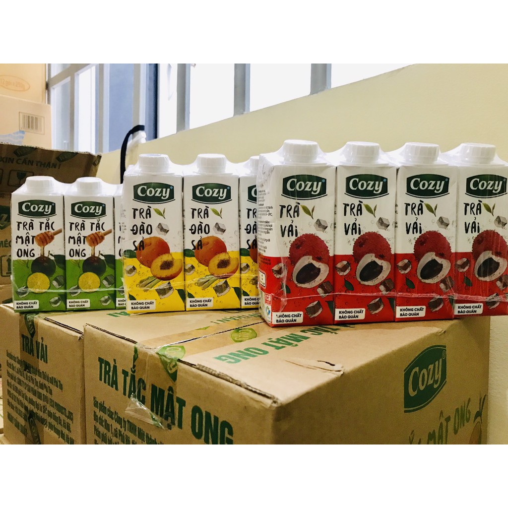 Thùng trà Cozy vị Đào Sả/Vải/Tắc Mật Ong 135K