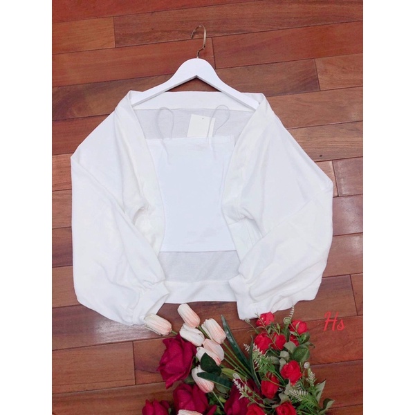 Sét áo khoác tay bồng kèm 2 dây trắng HS6