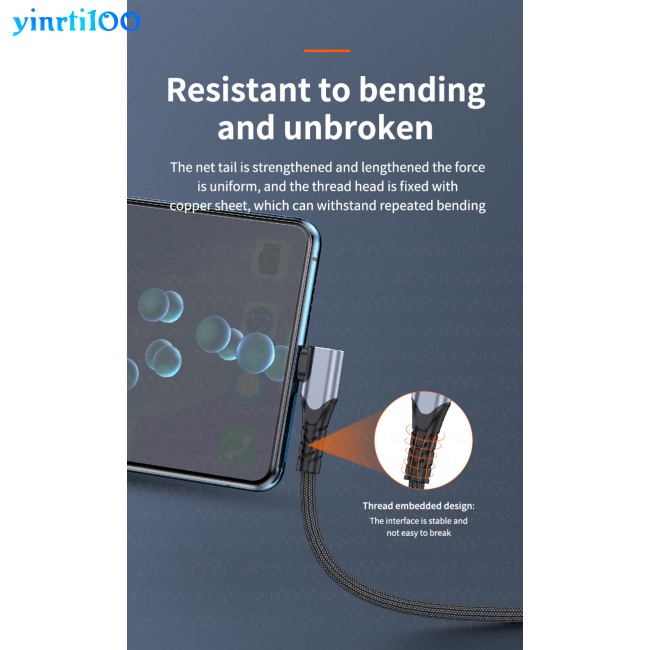 Dây Cáp Sạc Nhanh Yinrti100 Tpe + Vỏ Nhôm Cổng Usb Type C 6a Cho Điện Thoại Di Động