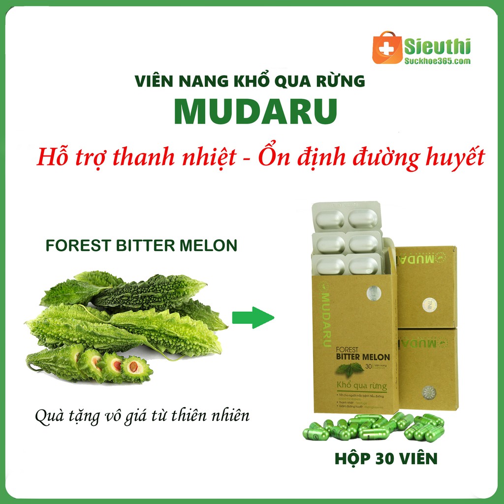 [Chính Hãng ] Viên Uống Khổ Qua Rừng Mudaru- Hỗ trợ điều trị tiểu đường Hộp 30 viên Siêu Thị Sức Khoẻ 365