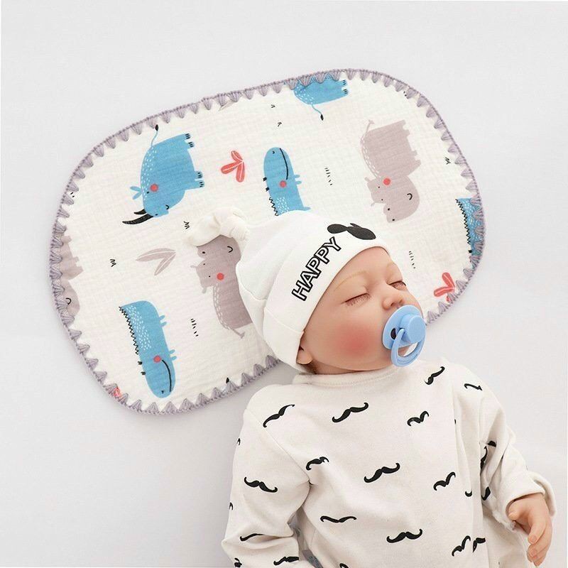 Gối xô lót đầu tiện lợi cho bé sơ sinh cotton 10 lớp mềm mại thoáng khí cho bé