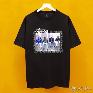 Áo thun tay lỡ STUSSY Da Đen Mỹ Tú Store , Áo thun unisex nam nữ form rộng oversize chất liệu Cotton