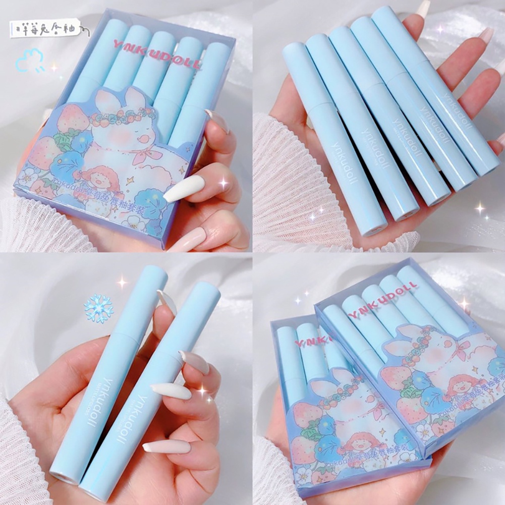 Set 5 Son Kem Lì YNKUDOLL strawberry rabbit lip glaze set depxinh