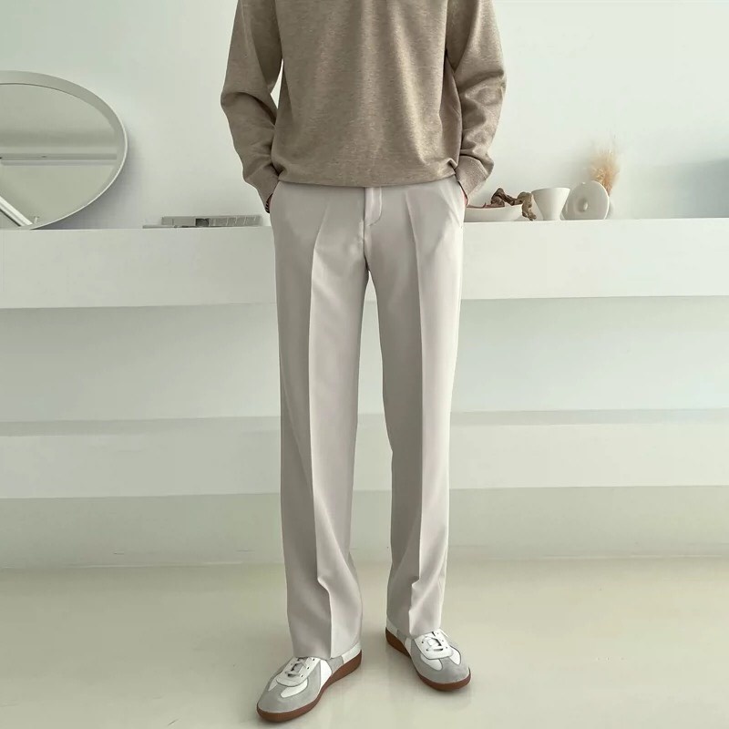 Quần baggy nam âu tây ống rộng suông vải hàn vinteck co giãn phân loại tây âu dáng xuông kiểu dáng trẻ trung năng động