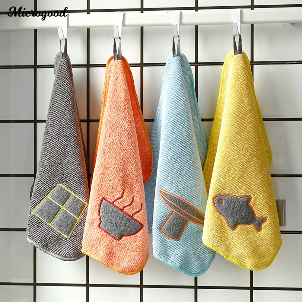 🍜Thick Bowl Fish Kitchen Dish Cleaning Water Drying Hanging Hand Towel