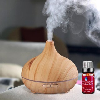 Máy khuếch tán phun sương tinh dầu bí  ngô có cuốn, thay thế đèn ngủ, đèn tinh dầu 500ml có điều khiển kèm tinh dầu 10nl