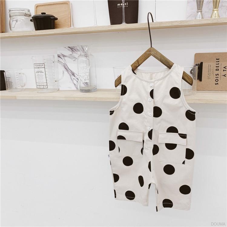 Bộ Áo Liền Quần Chấm Bi Xinh Xắn Phong Cách Hàn Quốc Cho Bé Gái