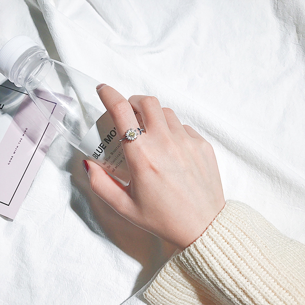 Nhẫn Hợp Kim Hình Hoa Hướng Dương 3d Xinh Xắn