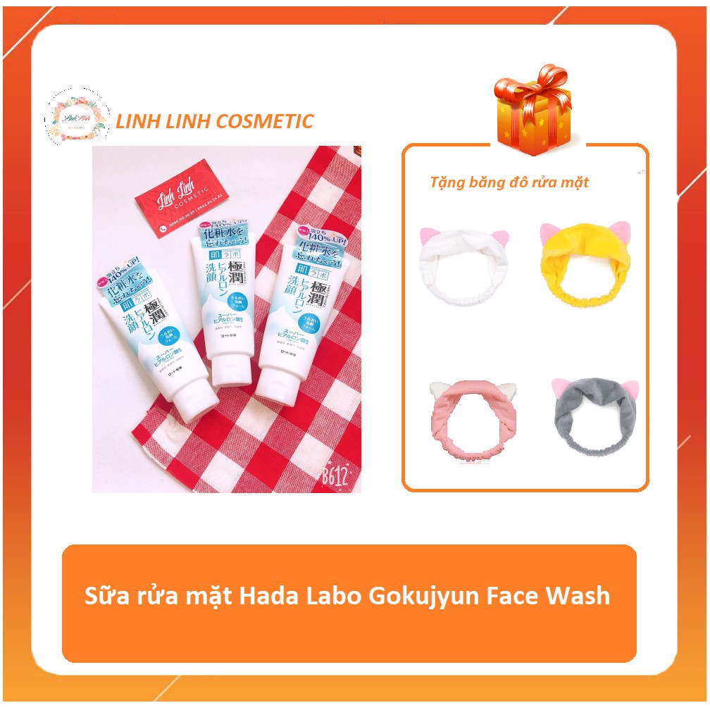 (Tặng kèm băng đô) ( bill + clip mua hàng ) Sữa rửa mặt Hada Labo Gokujyun Face Wash / Sữa rửa mặt HadaLabo Gokyjyun