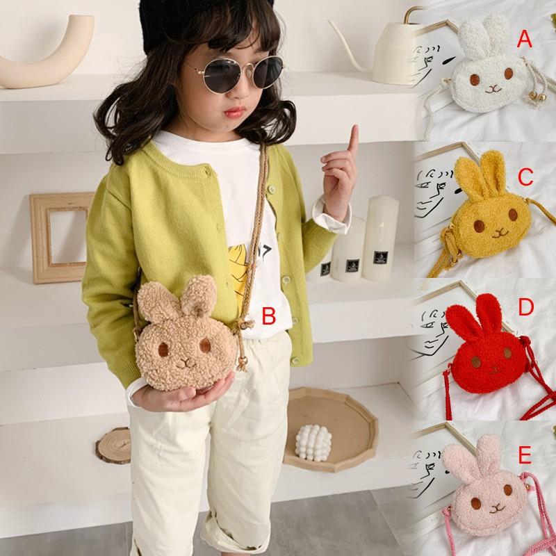 Túi xách đeo chéo phối vải lông kiểu chú thỏ thời trang dễ thương dành cho bé gái