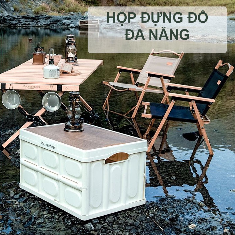 THÙNG ĐỰNG ĐỒ GẤP GỌN ĐA NĂNG NẮP GỖ TIỆN LỢI ĐI DÃ NGOẠI, CẮM TRẠI, PICNIC - THÙNG ĐỰNG ĐỒ Ô TÔ 50L | BigBuy360 - bigbuy360.vn