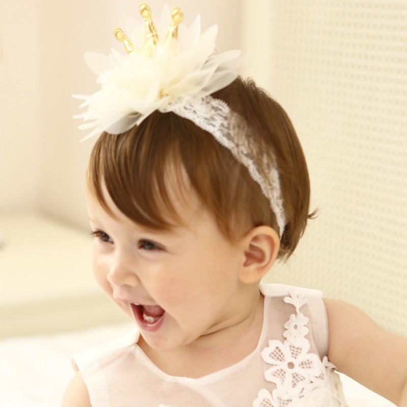 Mới Băng Đô Cài Tóc Hình Vương Miện Màu Hồng Và Be Cho Bé Gái