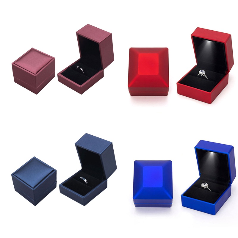 Flgo Hộp Đựng Nhẫn Đính Hôn Bằng Nhung Có Đèn LED Sang Trọng
