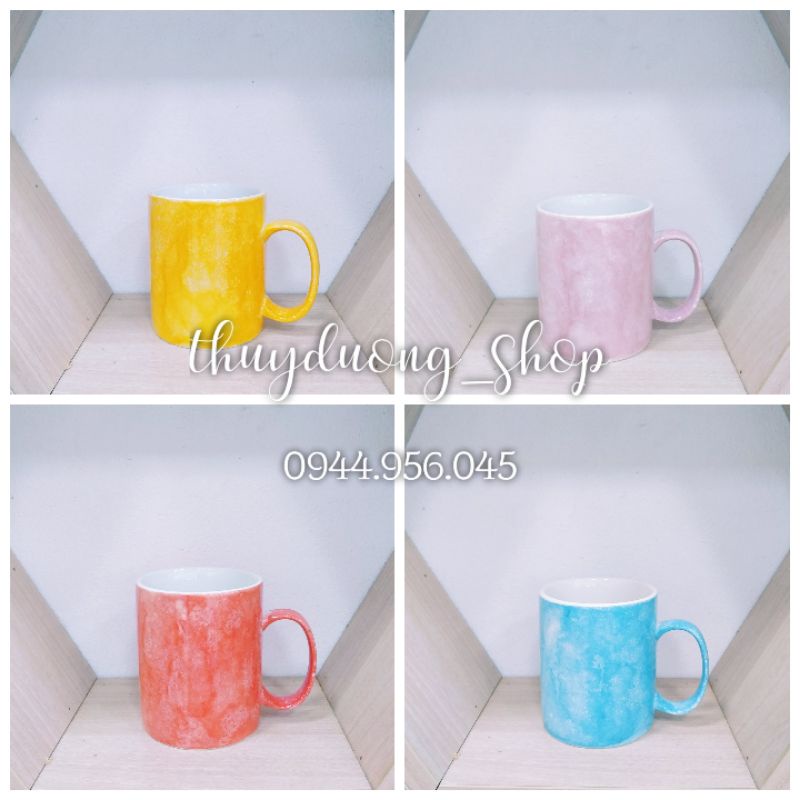 Cốc sứ uống nước quai C màu men đá