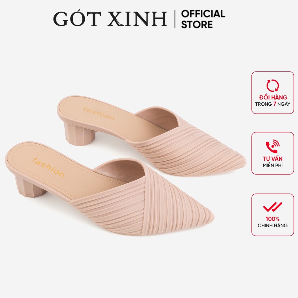 Giày sục nhựa đi mưa nữ GÓT XINH D59 đế cao 5cm