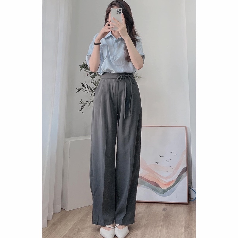[HÀNG SẴN]QUẦN CULOTTES ỐNG RỘNG CỘT DÂY EO 295